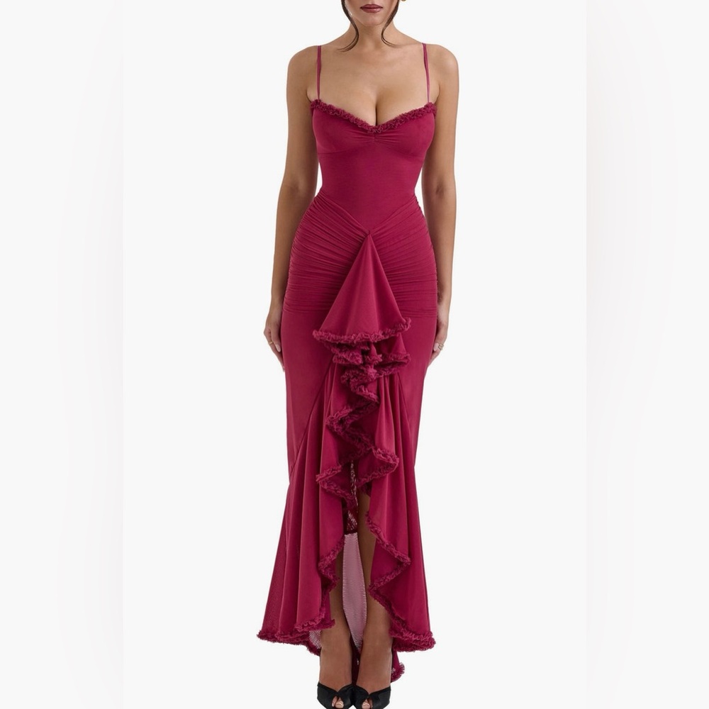 Elegant Pink Ruffled Dress